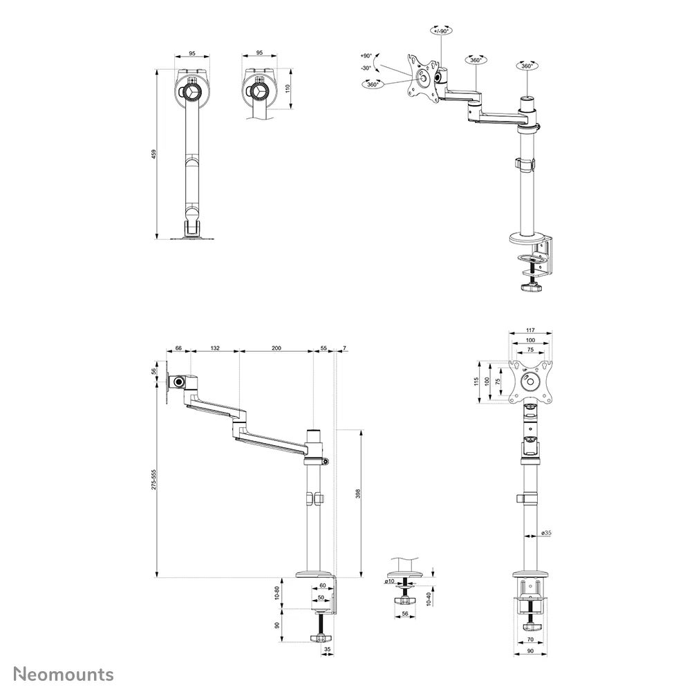 Neomounts DS60-425WH1 bureausteun voor flatscreen