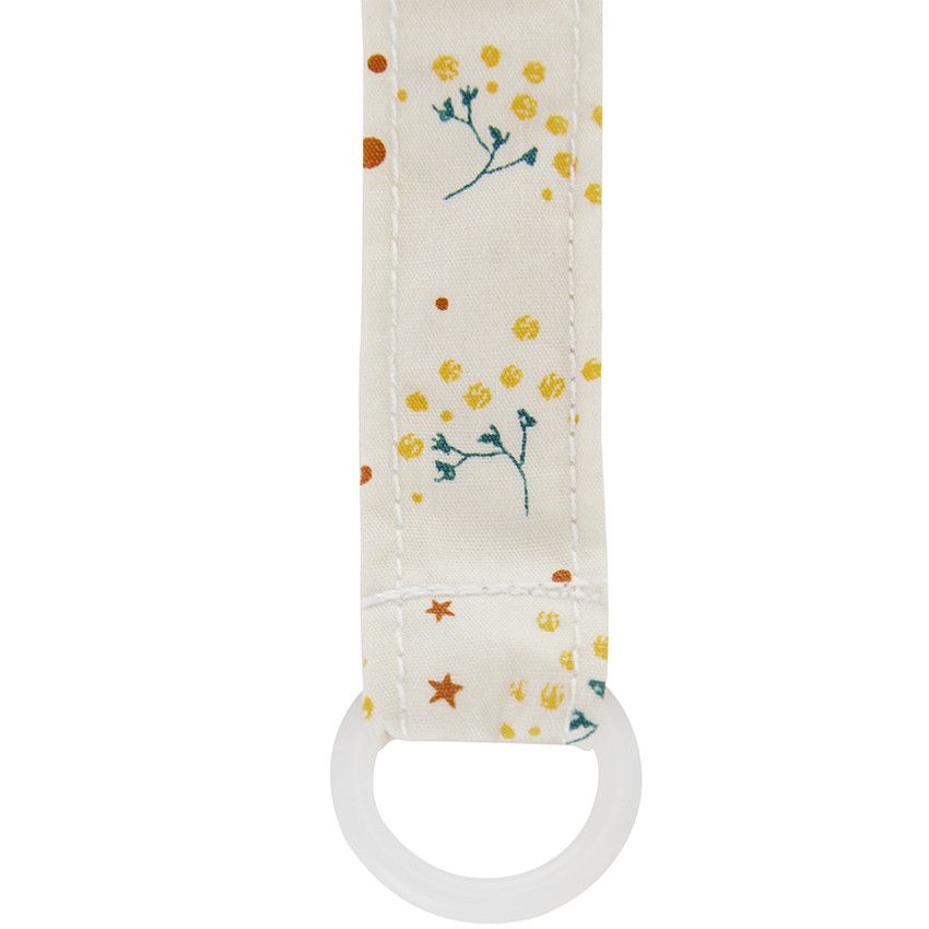 Attache-sucette à clip en bois Fleurs - Jaune