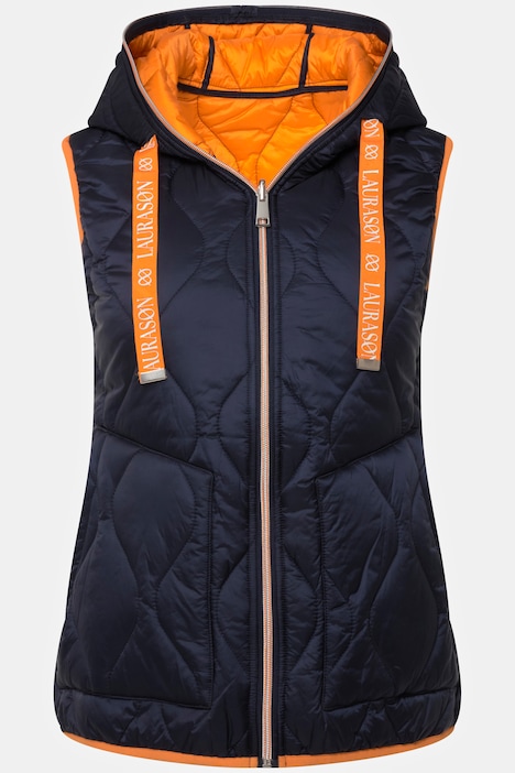Wende-Steppweste, Kapuze, Zipper