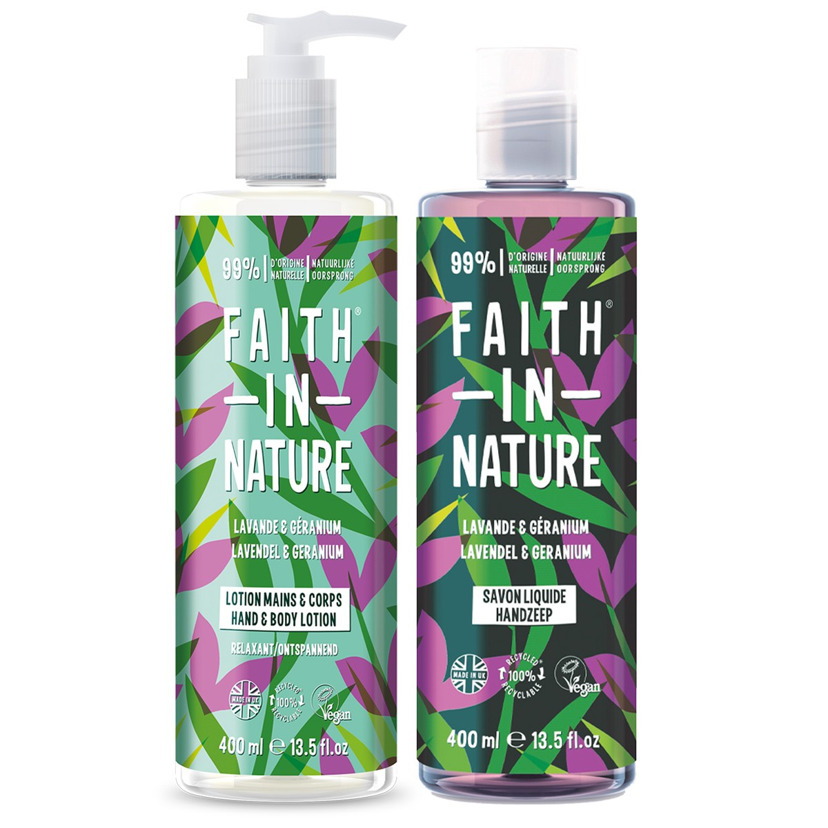 Savon liquide & lotion hydratante - Lavande & géranium - Mains & corps