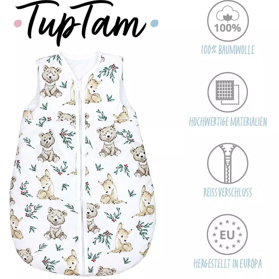 TupTam Baby Ganzjahres Schlafsack Ärmellos Wattiert braun-kombi