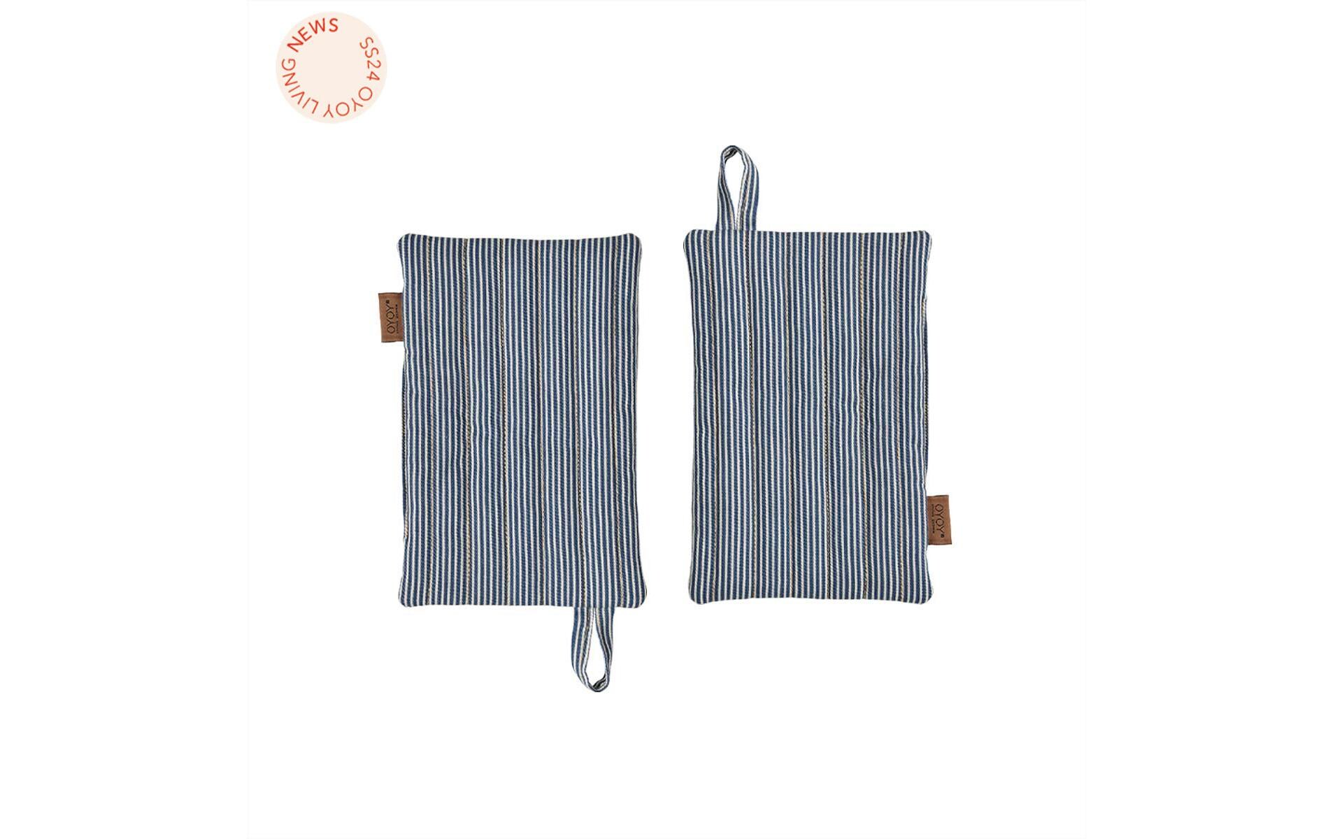 Topflappen Striped Denim 2 Stück, Blau/WeissTopflappen