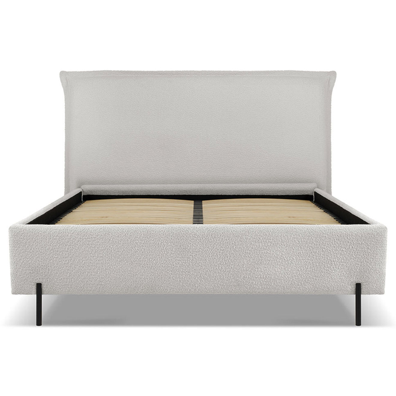 Milo Casa Lit Coffre avec tête de Lit Bouclette Armie beige - 140x200 cm