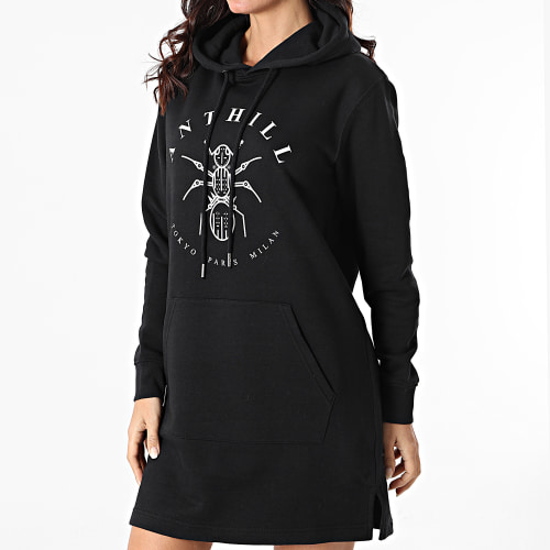 Robe Capuche Sweat Femme Logo Noir