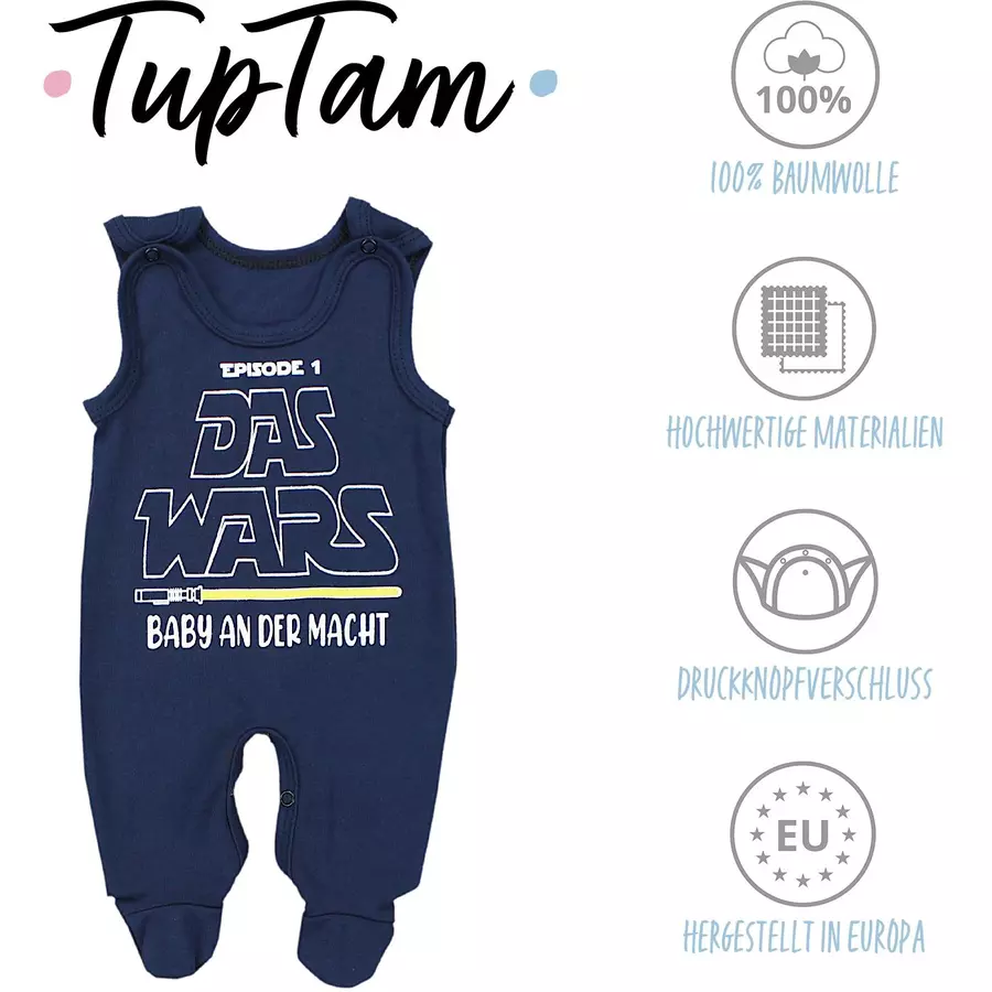 TupTam Unisex Baby Strampler mit Spruch dunkelblau