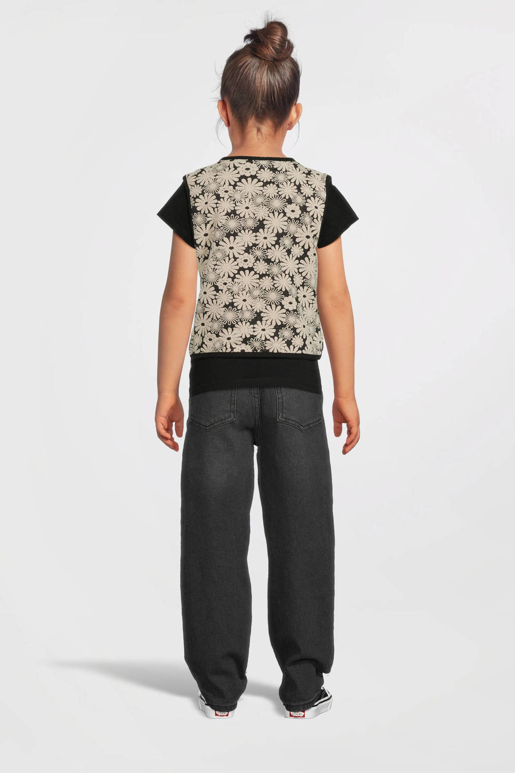 Moodstreet gilet Vajén met all over print zwart/wit