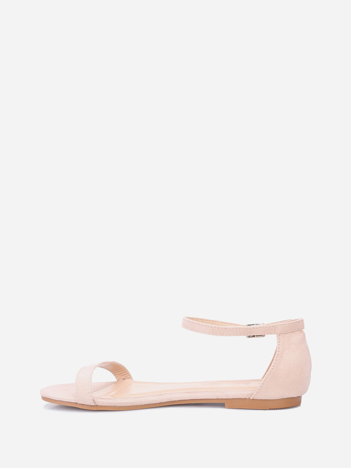 Sandales plates en suédine- Beige
