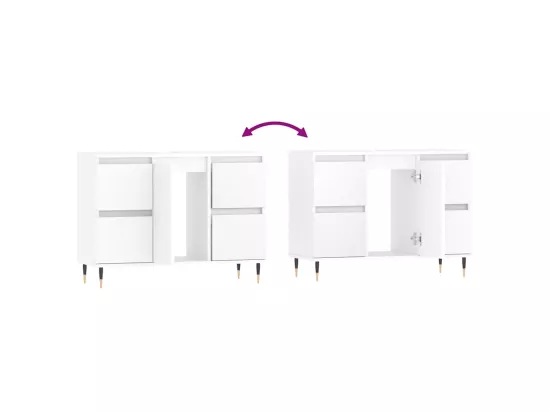Armoire de salle de bain blanc 80x33x60 cm bois d'ingénierie