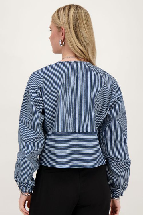 Blauw gestreepte top met strikjes