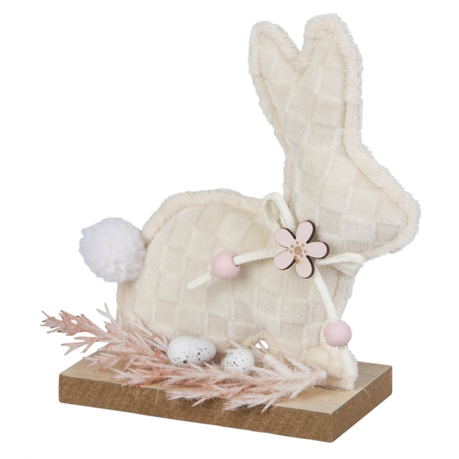 Standdeko - Hase mit Trockenblumen - ca. 9 x 4,5 x 12 cm