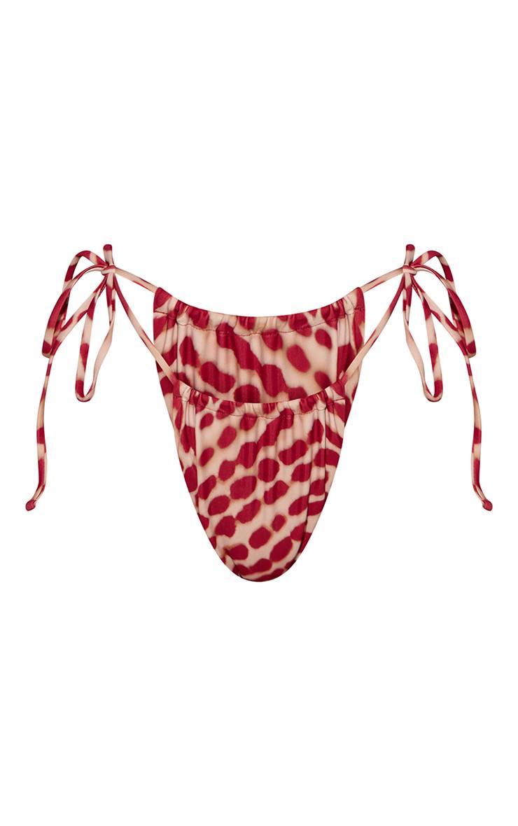 Rouge Bas De Bikini À Imprimé Flou Avec Liens Sur Les Côtés