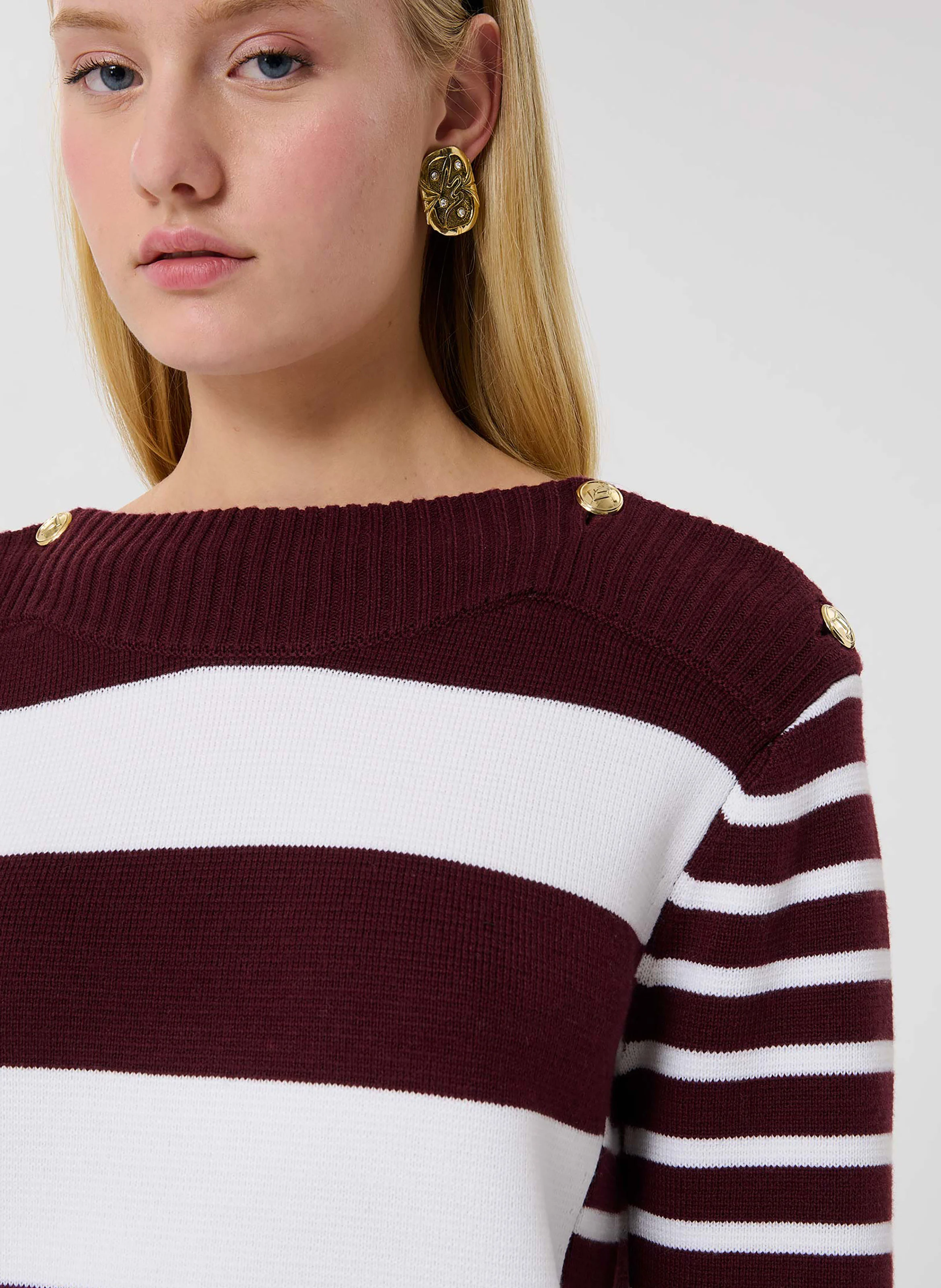 POETESSE - Pull large rayé marinière | Rouge