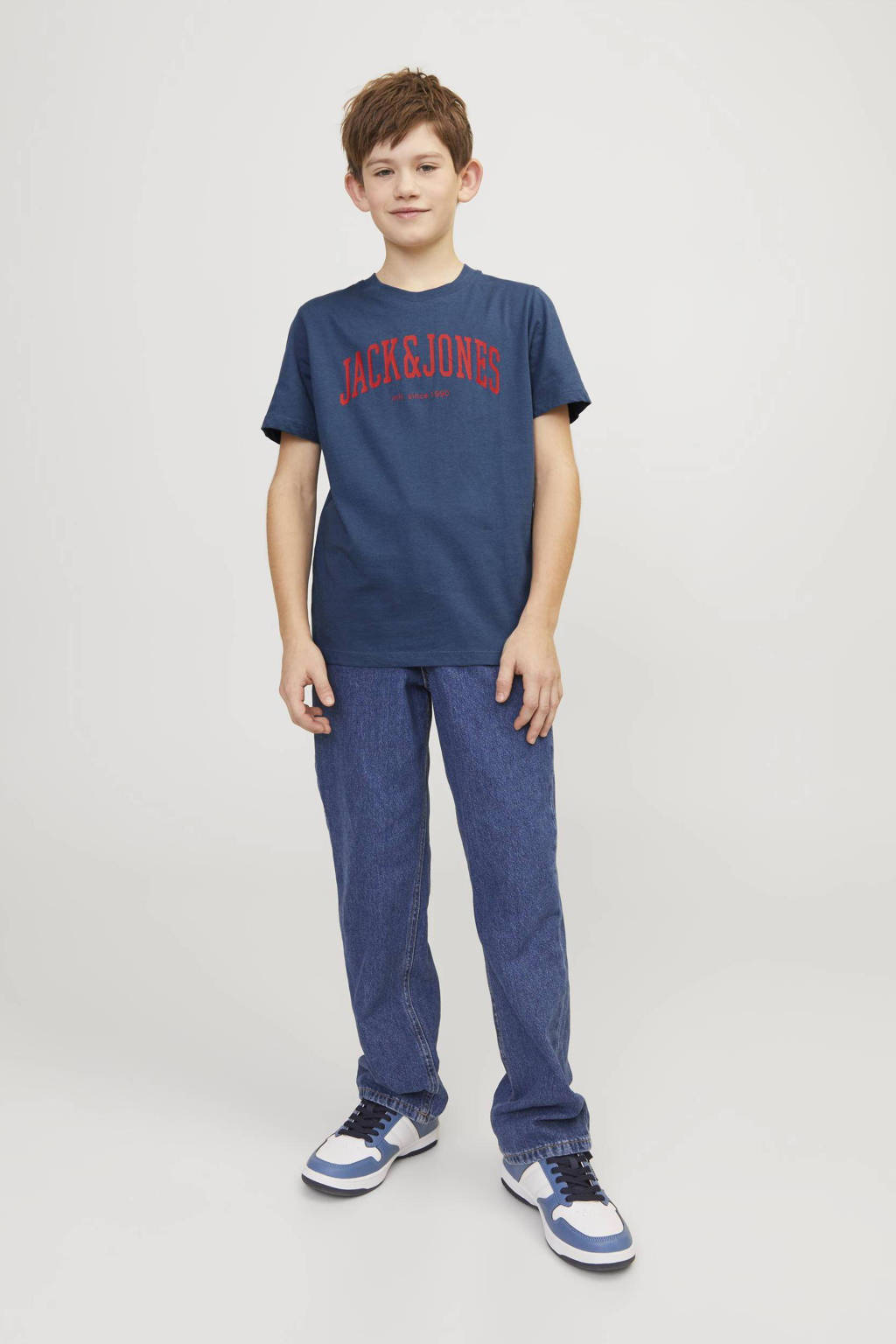 JACK & JONES T-shirt JJEJOSHmet tekst blauw