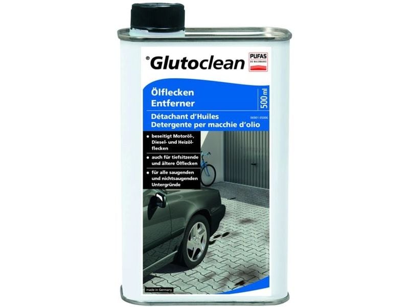 Glutoclean Ölflecken Entferner 500 ml Zum Lösen und Entfernen von mineralischen und synthetischen Ölflecken bis in die Tiefe