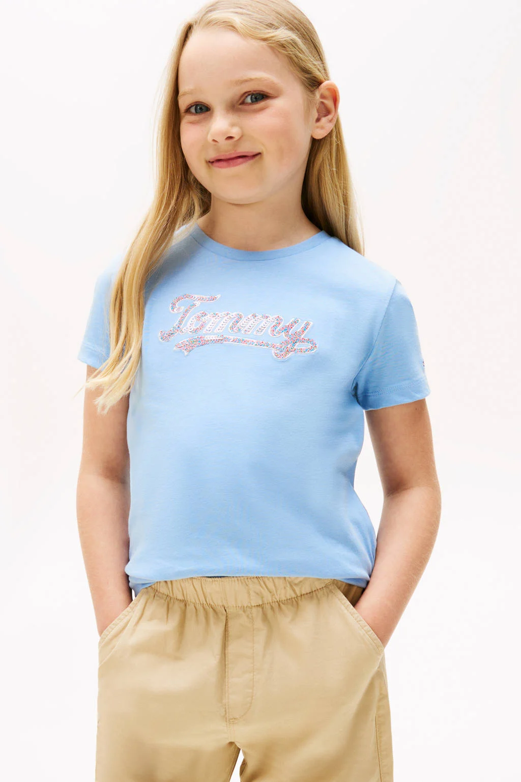 Tommy Hilfiger T-shirt lichtblauw met pailletten