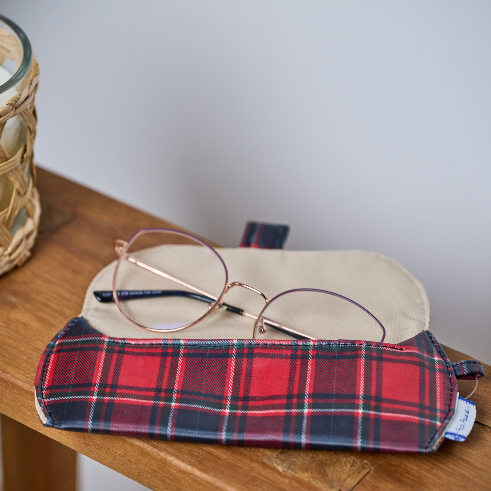 Etui À Lunettes Tartan Rouge