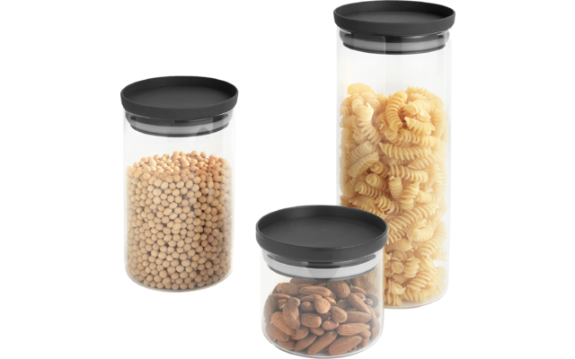 Metaltex  Aroma Line Vorratsdosen rund aus Glas mit Silikondeckel