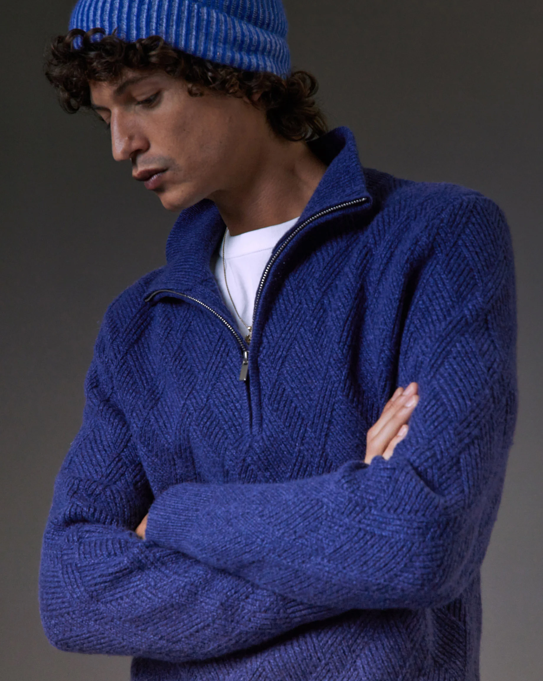 Pull camionneur torsades | Bleu