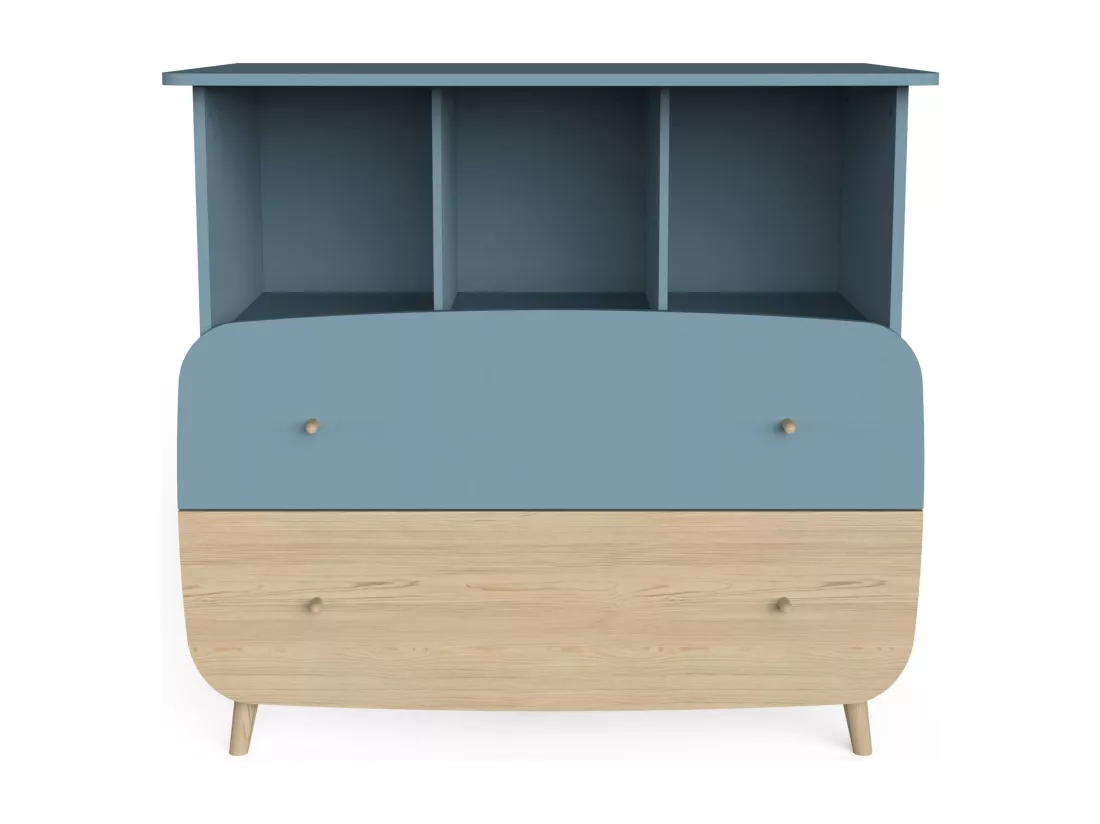 Commode en bois avec 2 tiroirs LOUISON bleu - CO214
