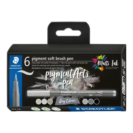 STAEDTLER® pigment soft brush pen 372 - Grey Colours, 6-teilig