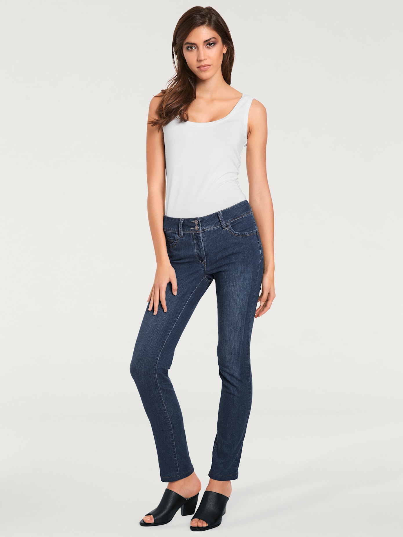 Jeans effet ventre plat coupe skinny