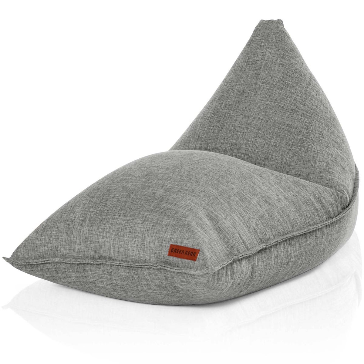 Green Bean Triangle Zitzak 150x100x100cm met 220 liter EPS-korrelvulling - Knuffelzacht en wasbaar - Binnenkussen van stof voor op de vloer, ligstoel en zitkussen - Grijs