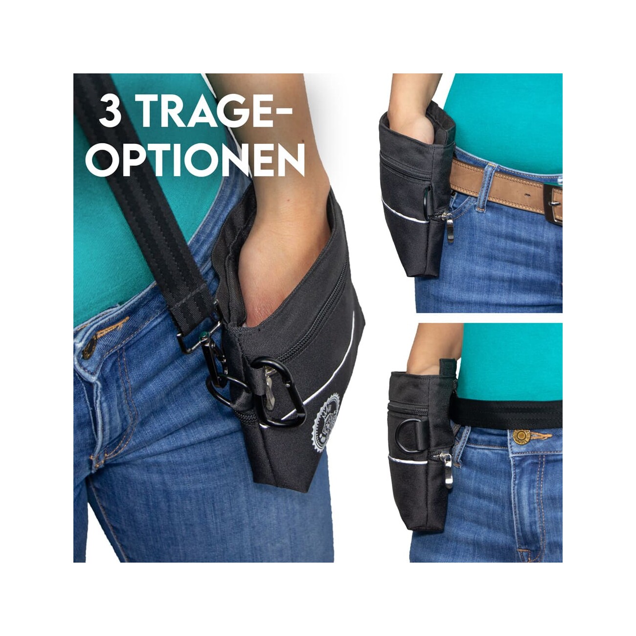 HUND IST KÖNIG ® Leckerlietasche für Hunde mit Einhand-Magnet-Verschluss für Gassi & Hundetraining M