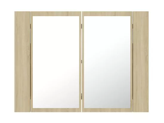 Armoire de salle de bain à miroir à LED Chêne sonoma 60x12x45