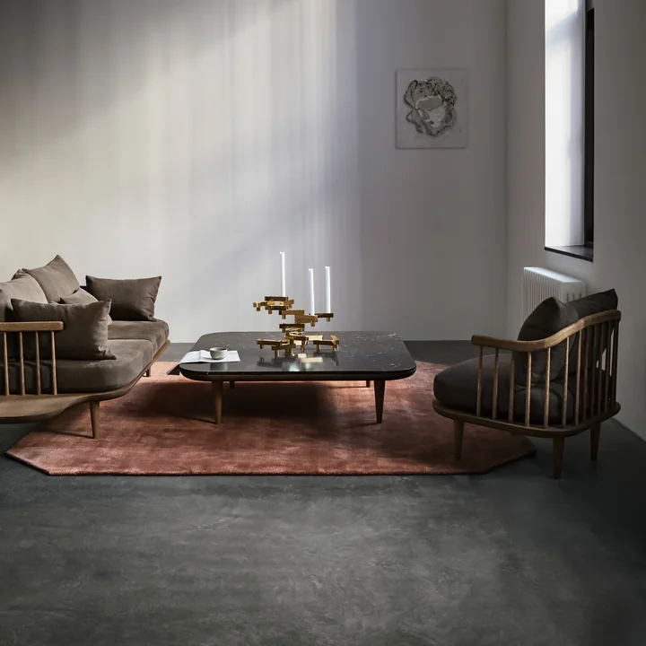 &Tradition - Fly Couchtisch SC4, 80 x 80 cm, Eiche weiss/ Marmor Bianco Carrara