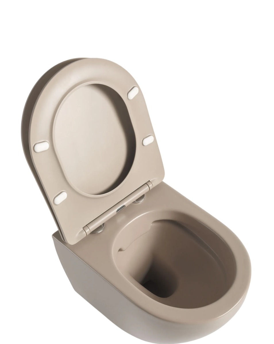 Lambini Design Kala hangend randloos toilet met softclose zitting beige mat