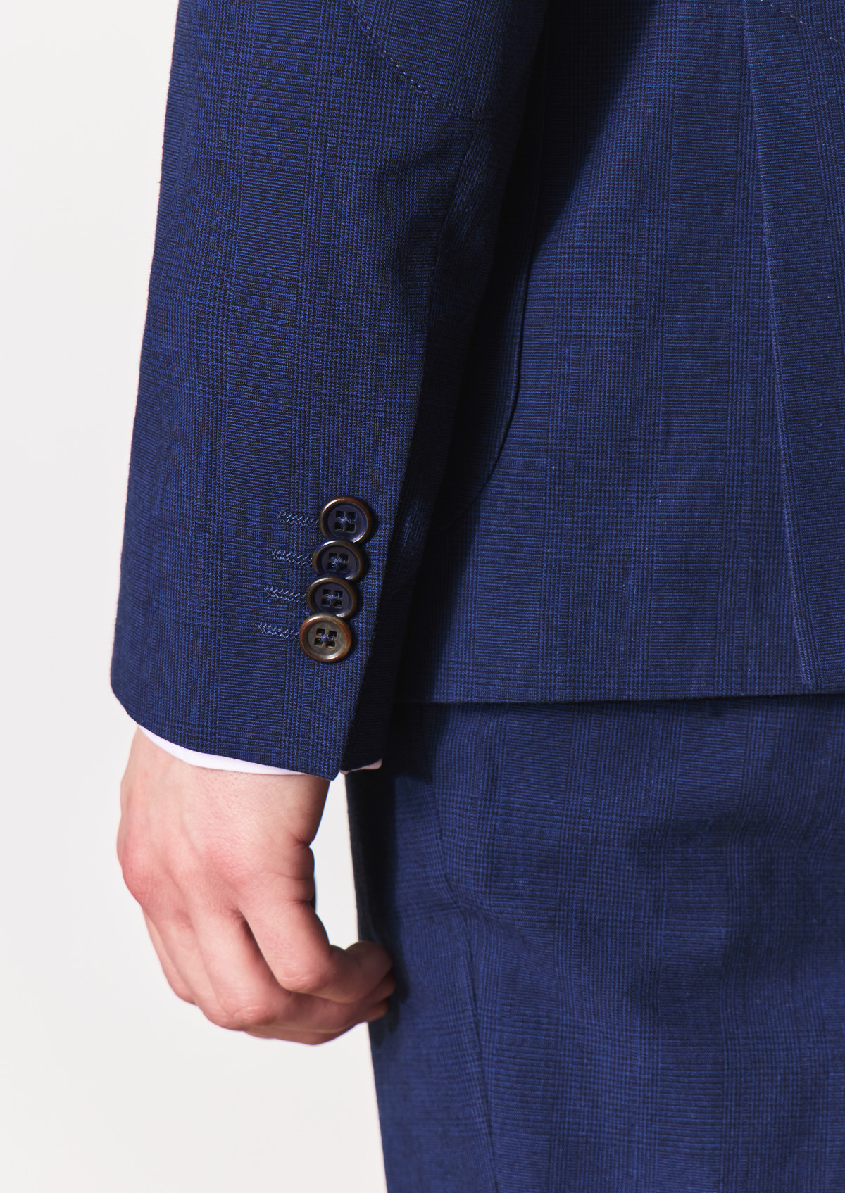 Veste coordonnable Regular en coton bleu jeans Prince de Galles