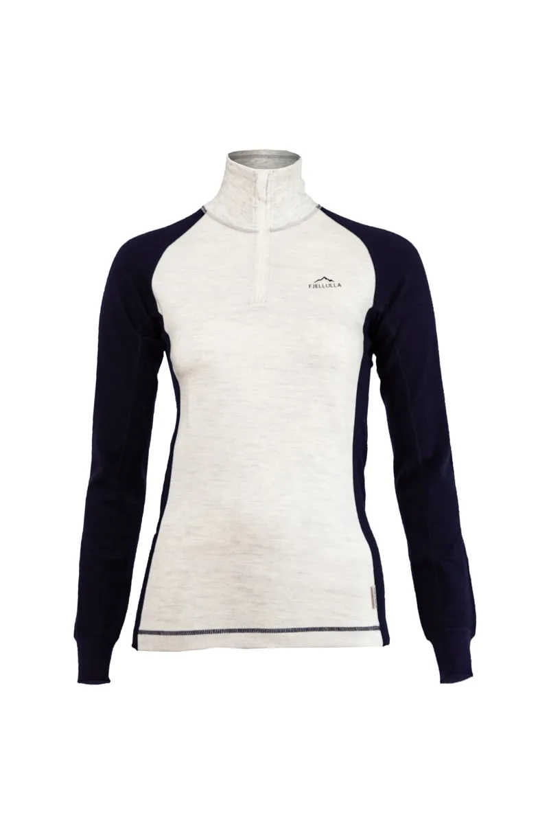 Fjellulla Women'S Half Zip Light Grey/deep Blue