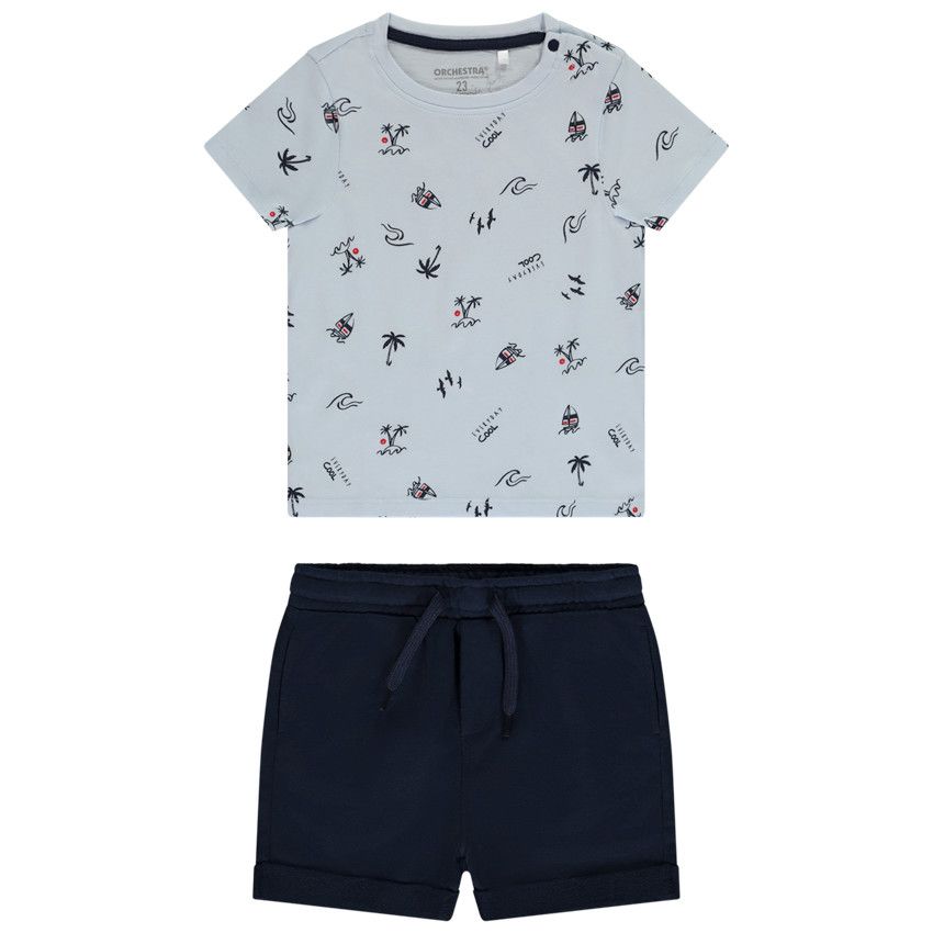 Ensemble 2 pièces avec t-shirt imprimé pour bébé garçon - Bleu marine