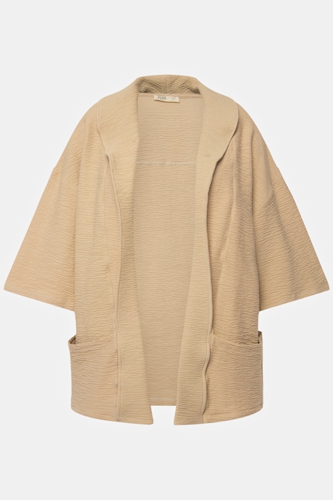 Sweat-Kimono, 3D-Struktur, Kragen, 3/4-Arm, Biobaumwolle