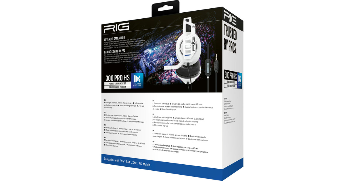 NaconRIG 300 PRO HS over-ear gaming headset  (Wit, PlayStation 4, PlayStation 5, Xbox, Nintendo Switch, Pc)