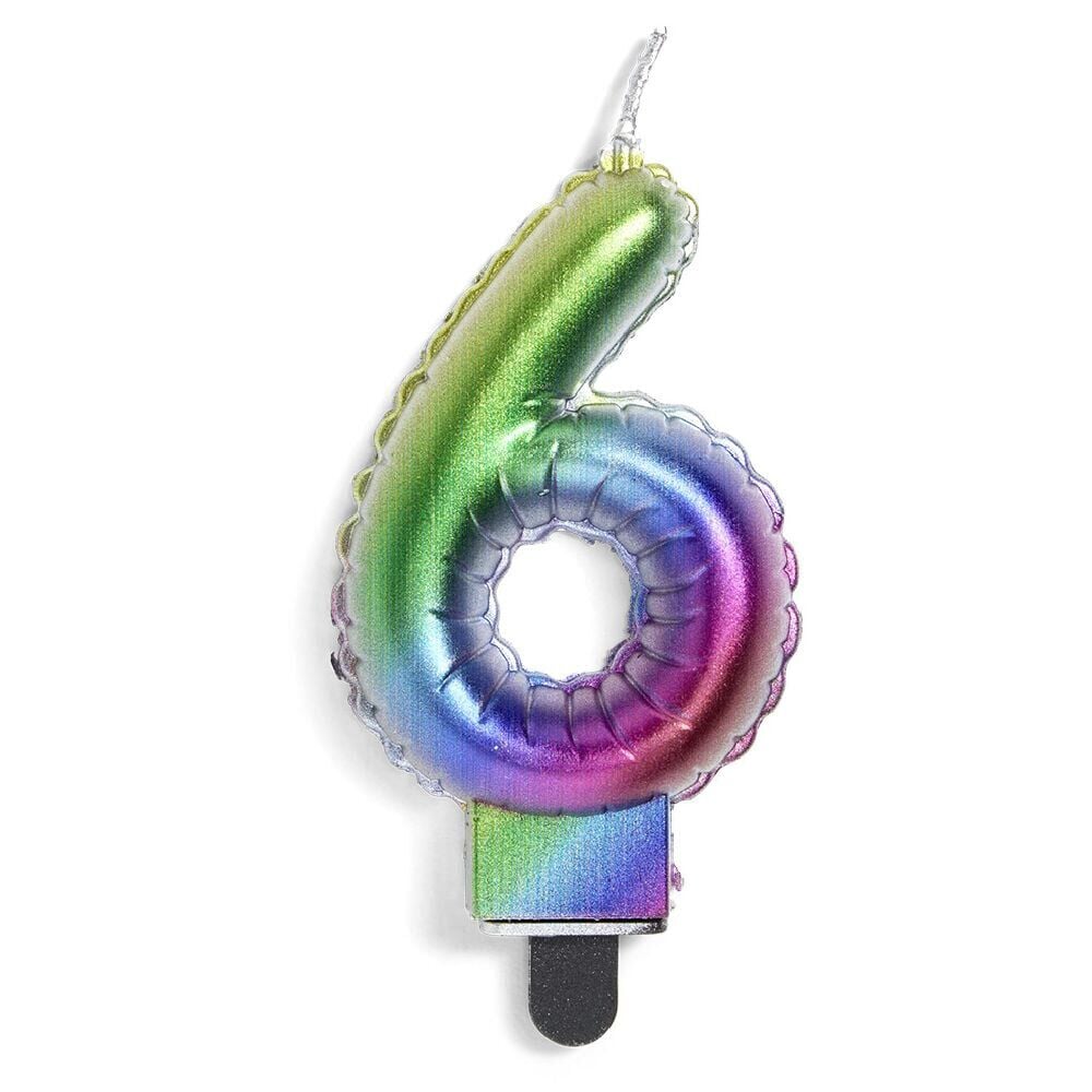 Bougie anniversaire chiffre 6 iridescent