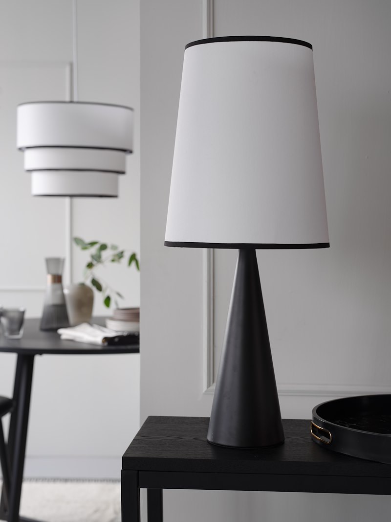Glasgow taklampe Offwhite tekstilskjerm med sort kant, Ø40cm Max 42W E27