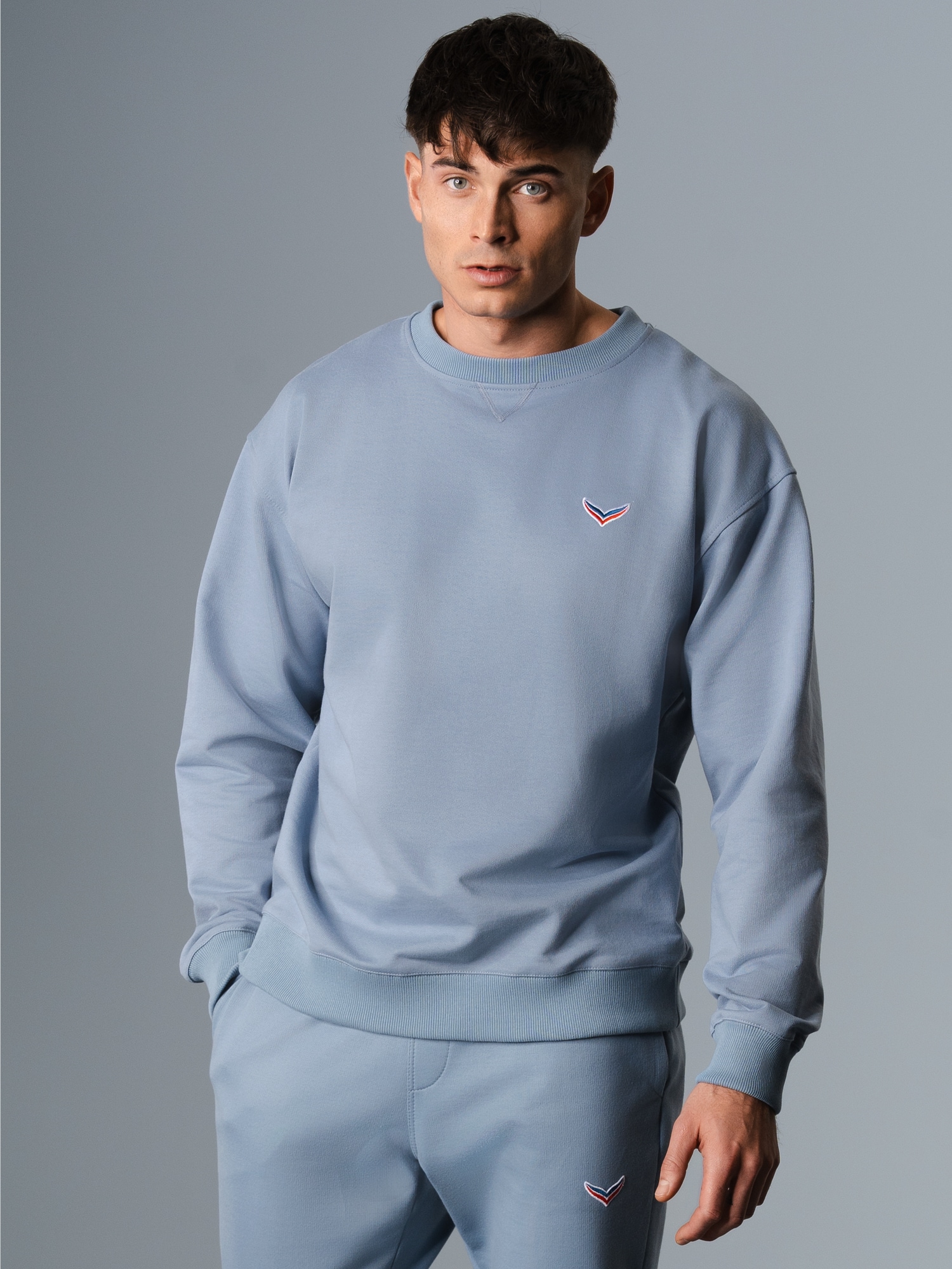 Oversized Sweatshirt mit Logo-Patch Pearl-blue