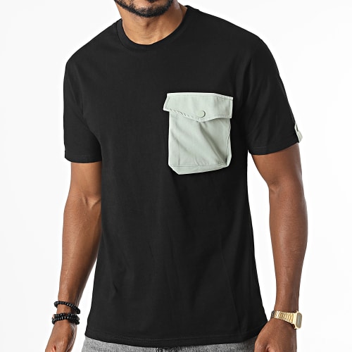 Tee Shirt Poche T8814 Noir Vert Kaki