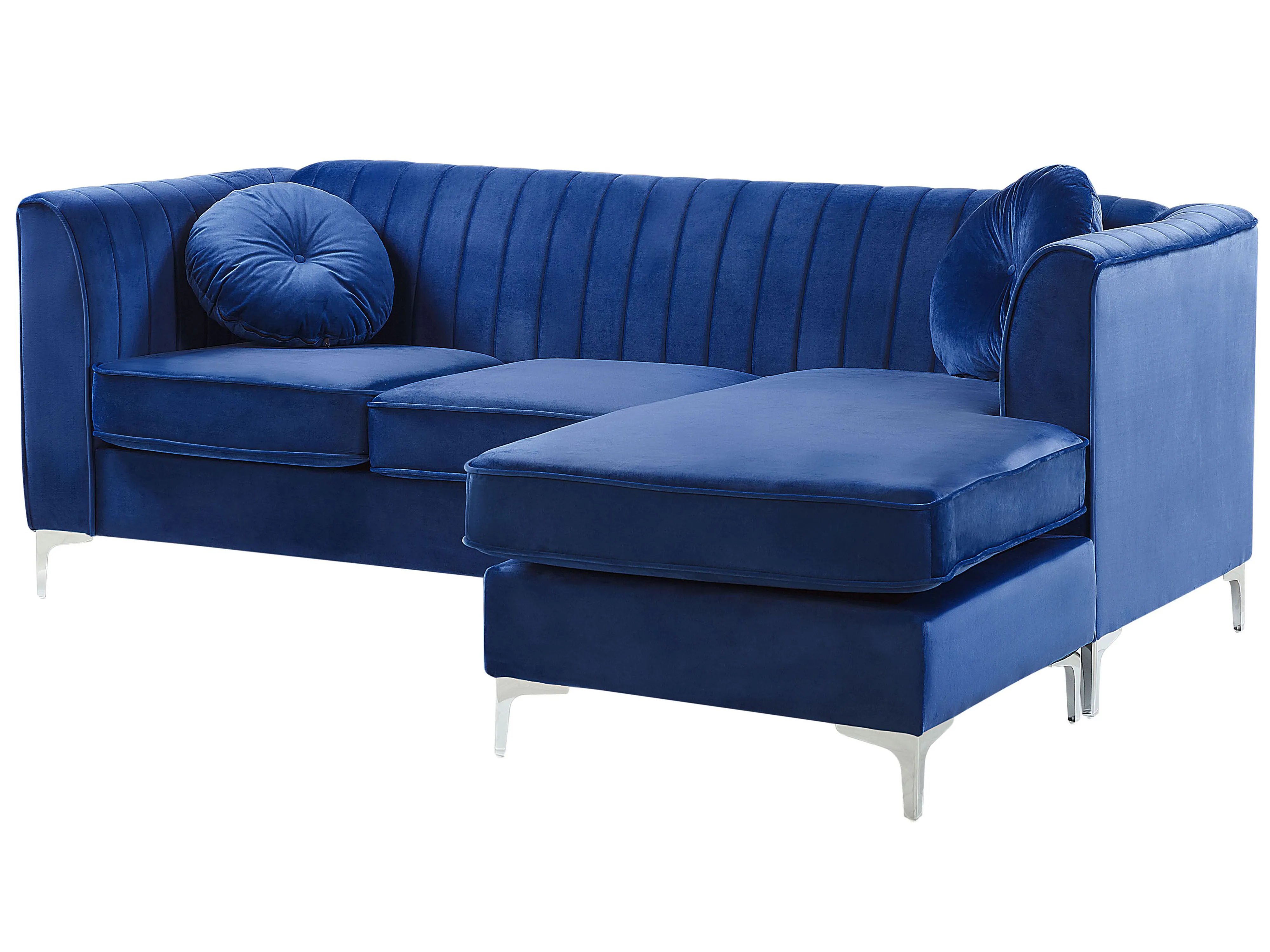 Hoekbank 3-zits TIMRA Fluweel Marineblauw linkszijdig