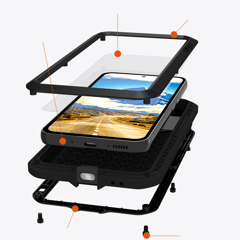Samsung Galaxy A54 5G Silikon Metall Outdoor Case   Panzerfolie - Schwarz