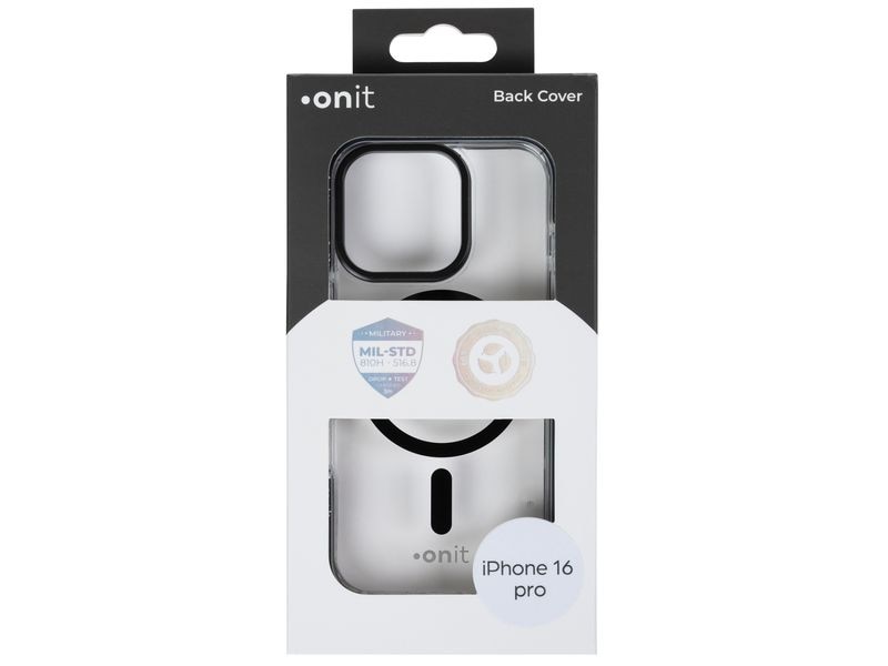onit Back Cover Armorix iPhone 16 Pro Schwarz transparent MagSafe-kompatible Schutzhülle, fallgeprüft nach MIL-STD-810H