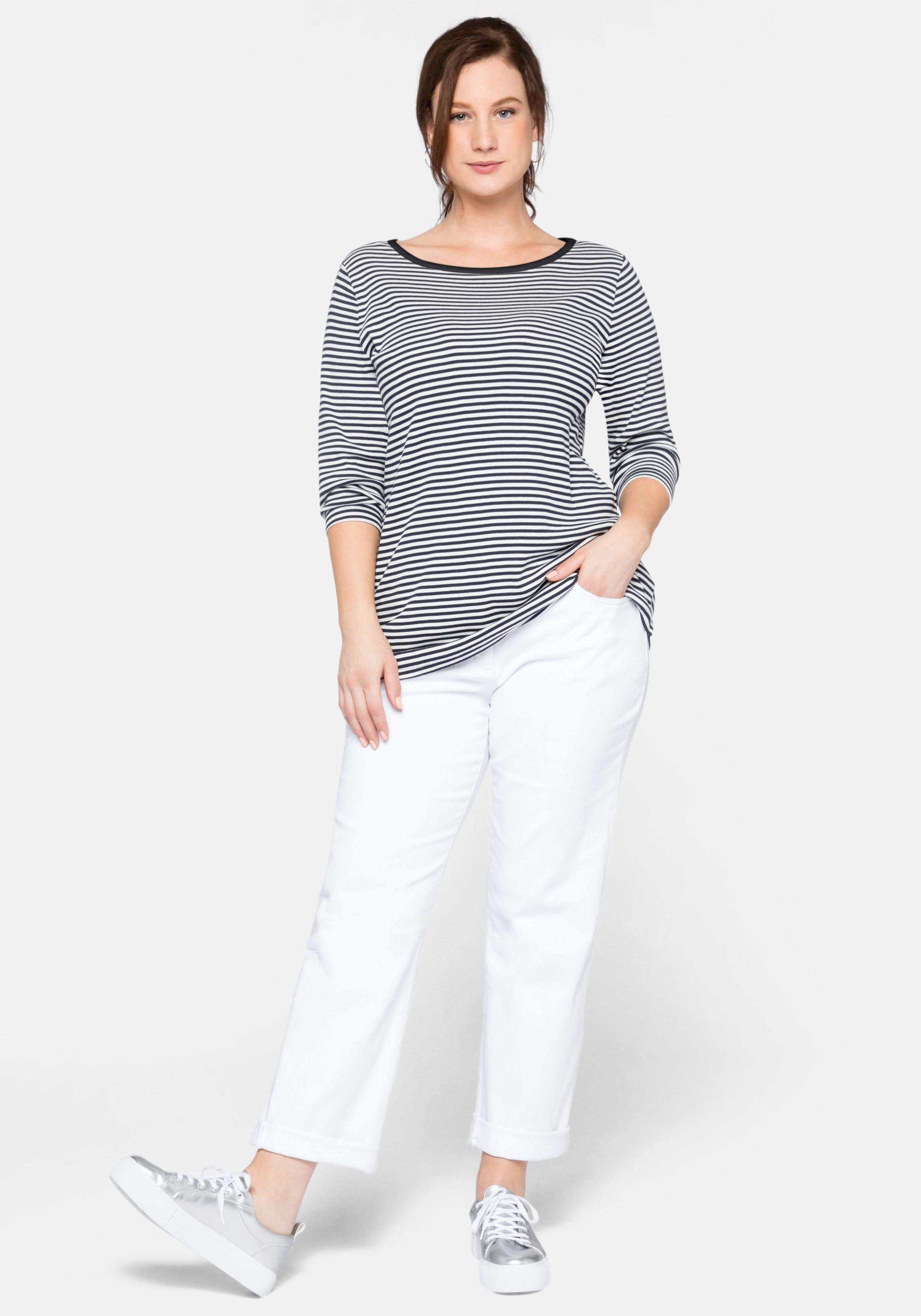 3/4-Arm-Shirt mit garngefärbten Ringeln