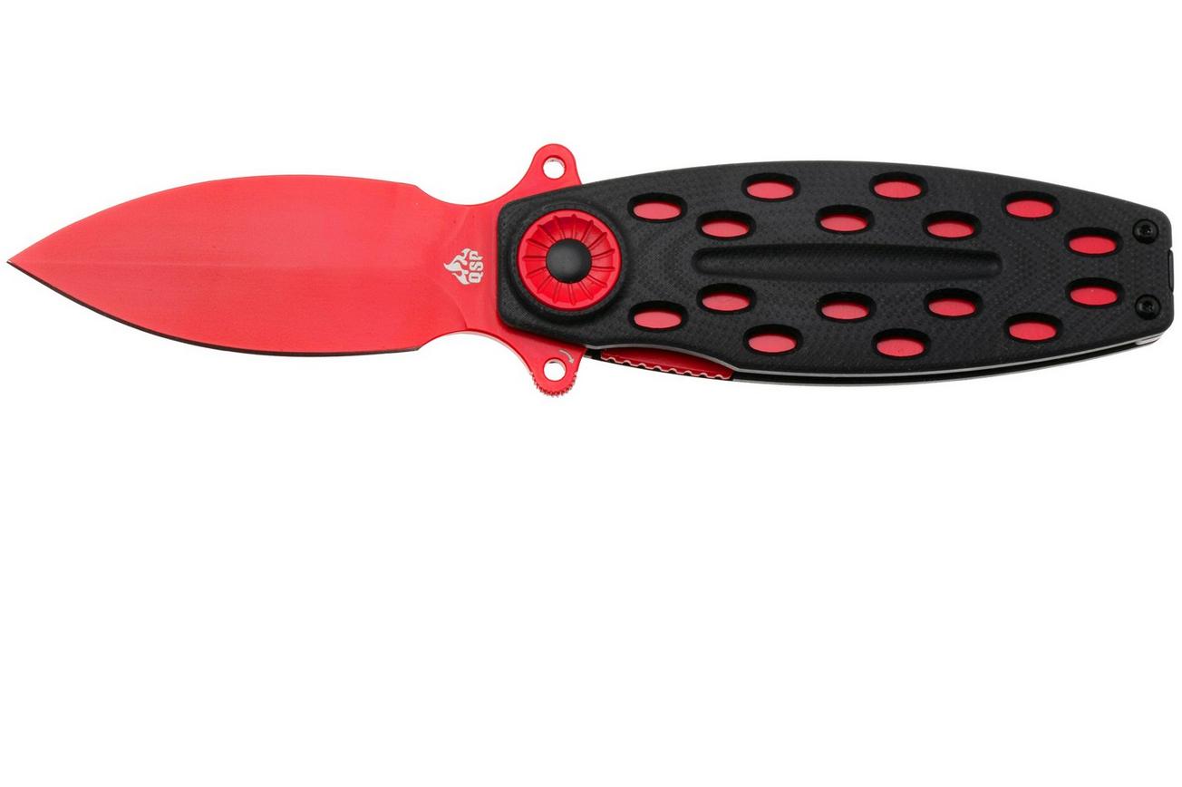 QSP Knife Beetle 162-D, Red 14C28N, Black G10, zakmes