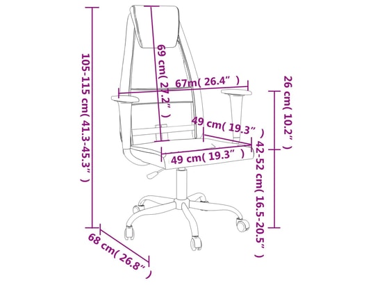 VIDAXL - Chaise de bureau gris tissu en maille et similicuir
