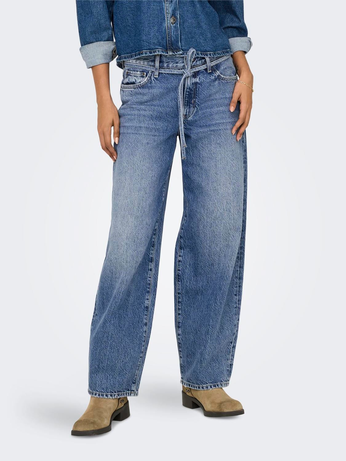 ONLGIANNA Mittlere Taille Ballon Schnitt Jeans Medium Blue Denim
