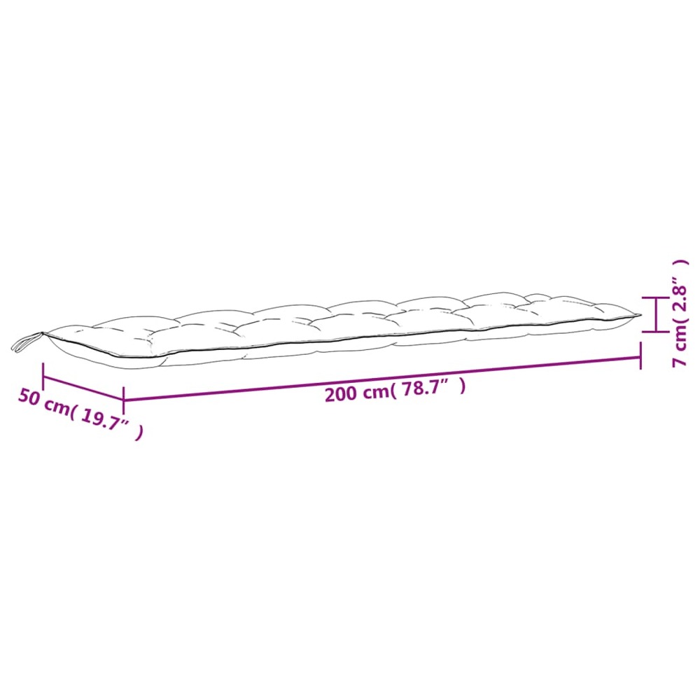 Coussins de banc de jardin 2 pcs noir 200x50x7 cm tissu oxford