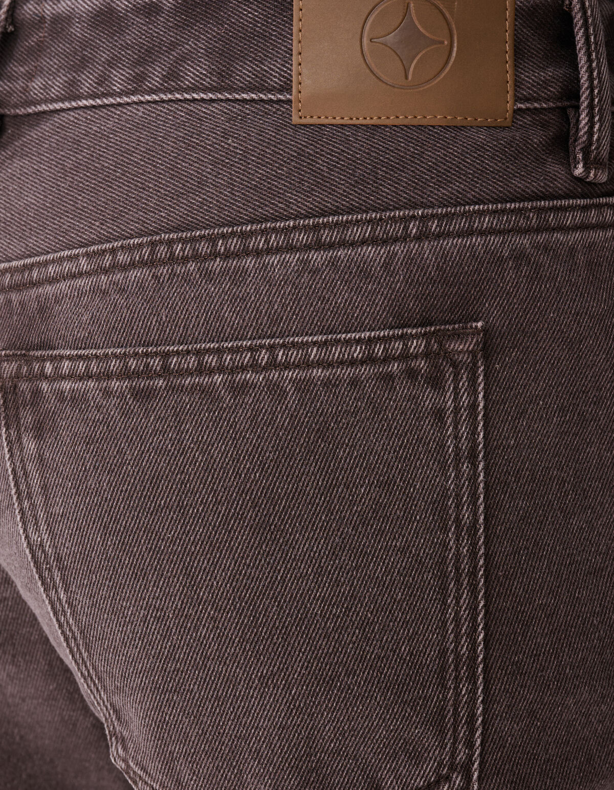 Washed Straight Fit Broek Donkerbruin