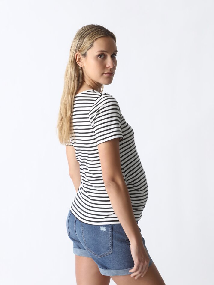 Camiseta de maternidade estampada - Preto/Branco