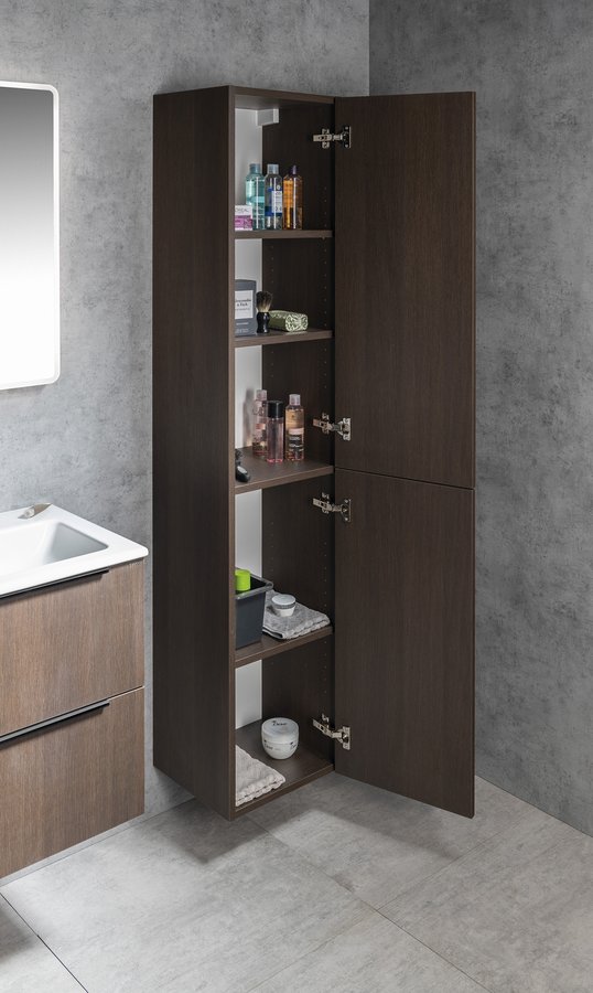 Sapho Espace kolomkast met 2 deuren 35x32x175cm donkerbruin eiken